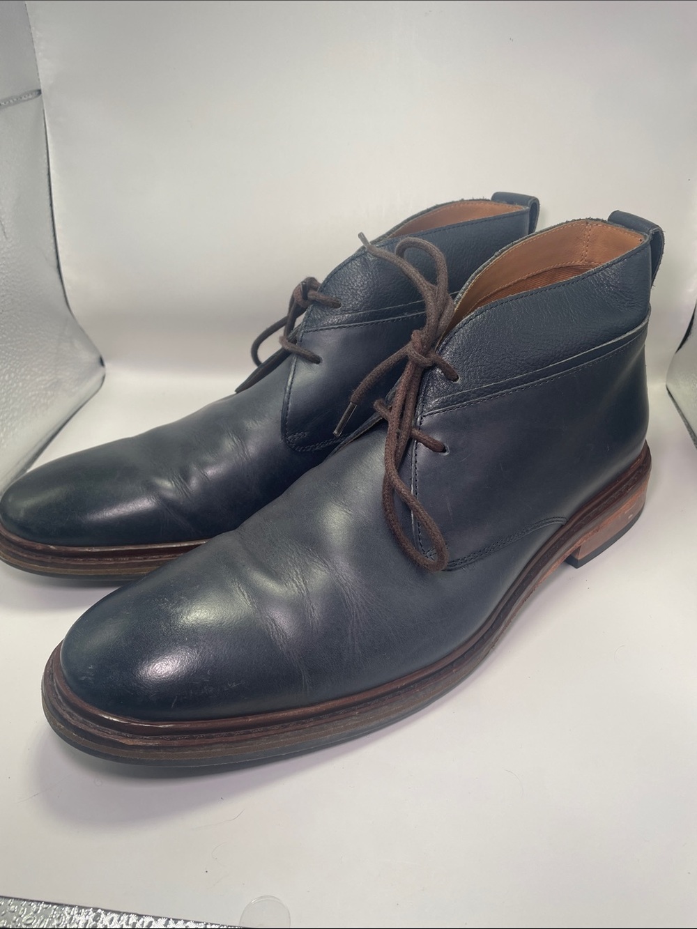 Cole Haan Chukka Ankle Boots Blue Leather Lace Up Desert Navy - 9